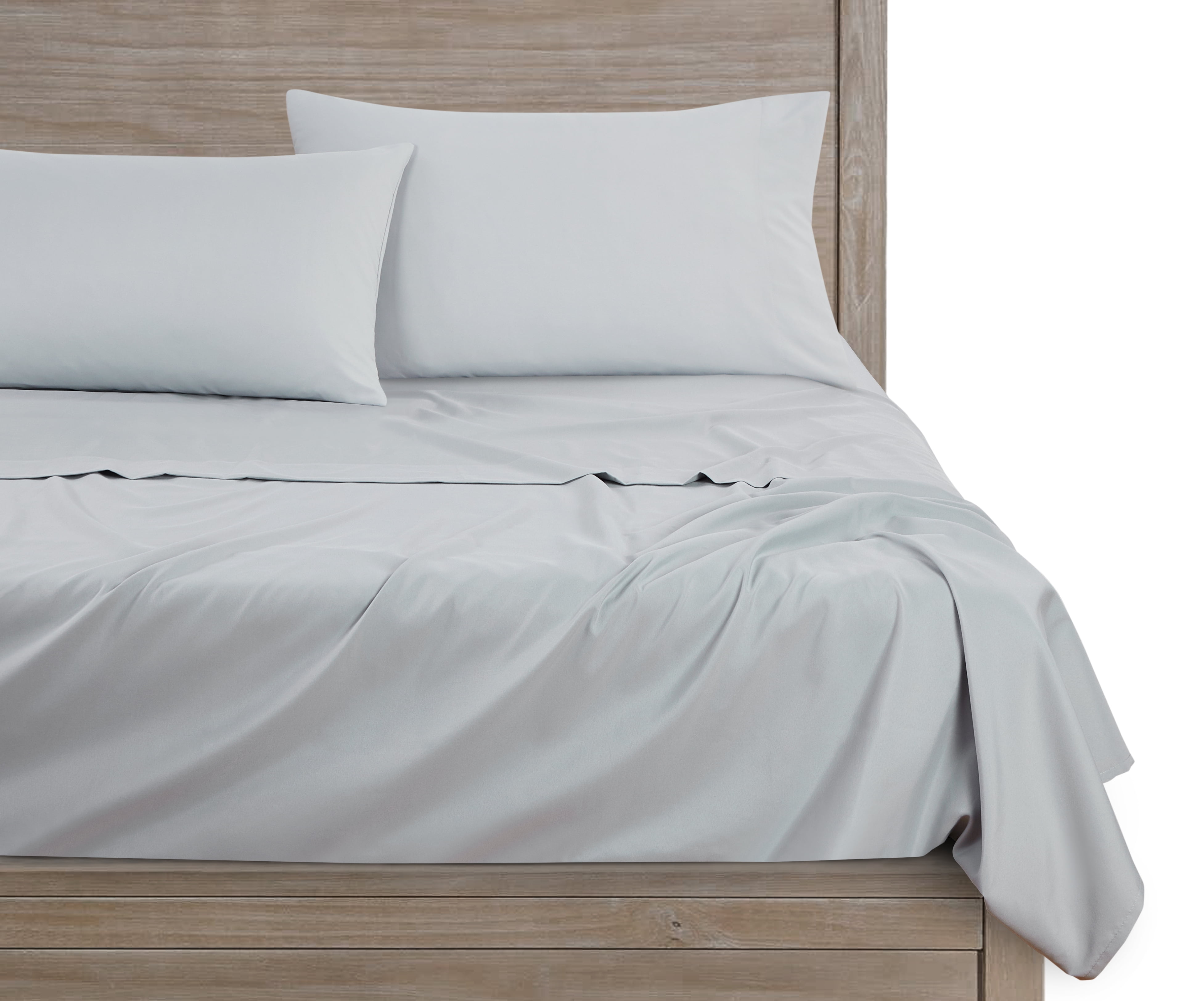Mainstays Comfort Chill Microfiber Pillowcase Set, Standard/Queen, Soft Silver, 2 Piece
