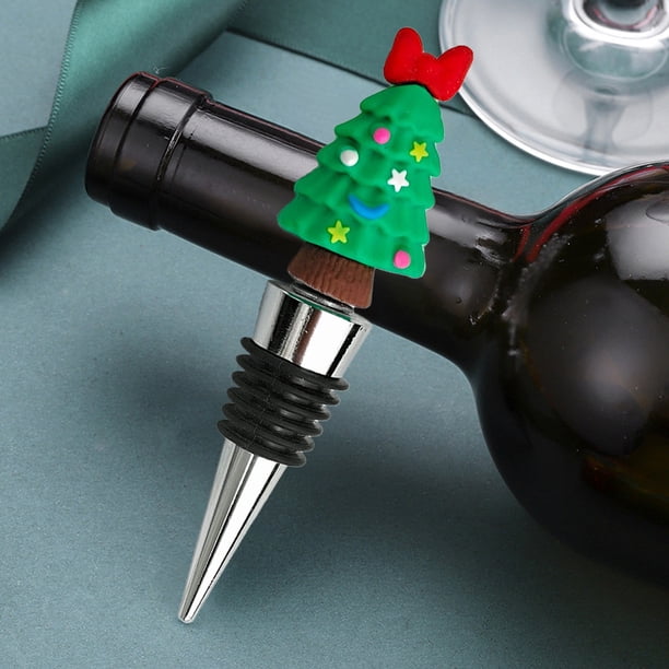 Adornos navideños, adornos navideños, regalos navideños, 1 tapón de botella de vino de resina con forma de árbol de Navidad, decoración para cenas y fiestas navideñas, regalo navideño, sellador de tap