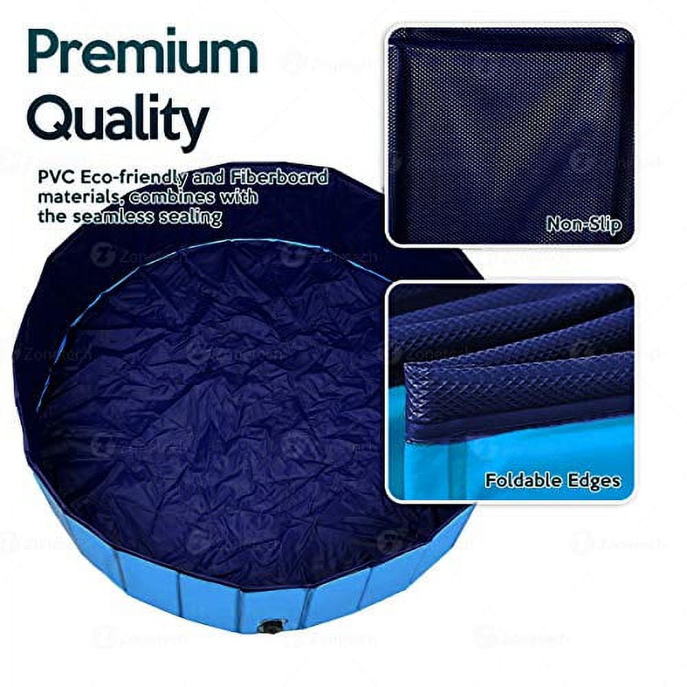 Zone Tech Foldable Pet Bathing Tub Swimming Pool - Easy to Store Collapsible Foldable Bath Pool for kids and Pets Blue