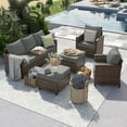thumbnail image 3 of ELPOSUN 7 Pieces Outdoor Patio Furniture Set, 4 x Single Chair, 2 x Ottoman and 3-Seat Sofa with Cushions, Outdoor Wicker Sectional Conversation Set for Garden, Poolside, Backyard, Dark Grey Cushions, 3 of 6