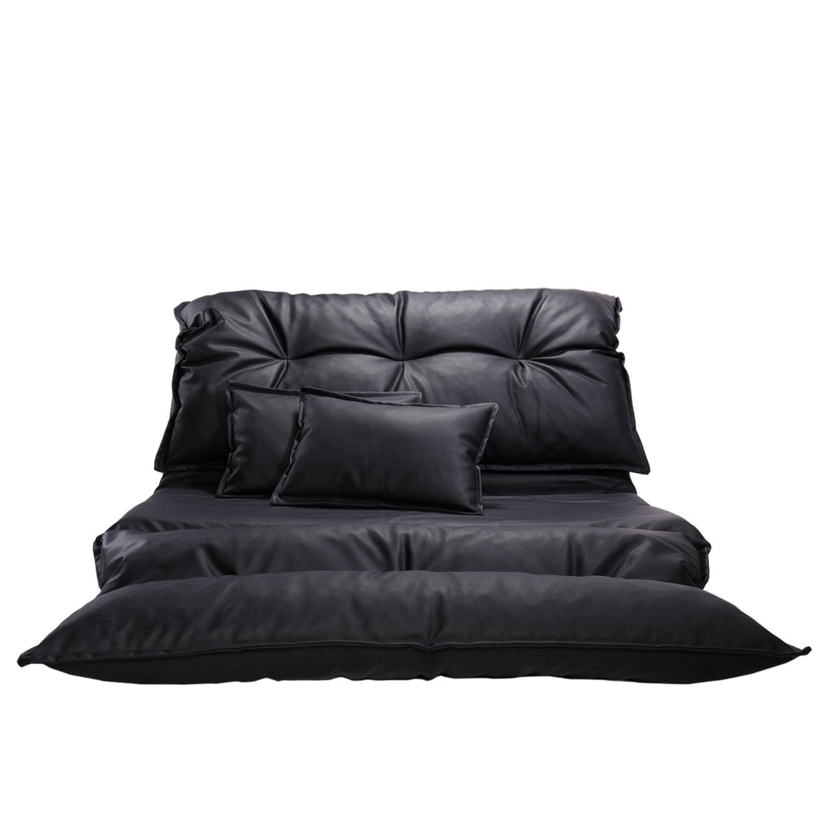 Lowestbest PU Leather Folding Floor Chair Sofa Bed w/2 Pillows, Black