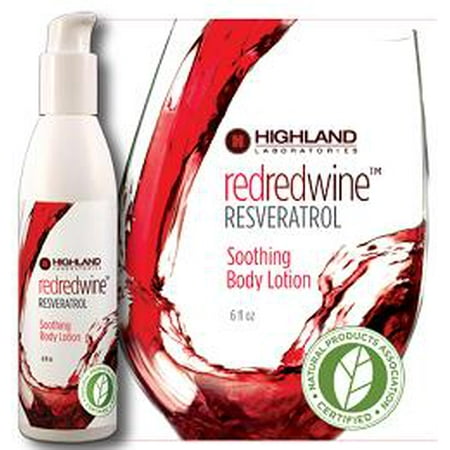 RedRedWine Resveratrol apaisante Lotion pour le corps Highland Laboratories 6 oz Crème