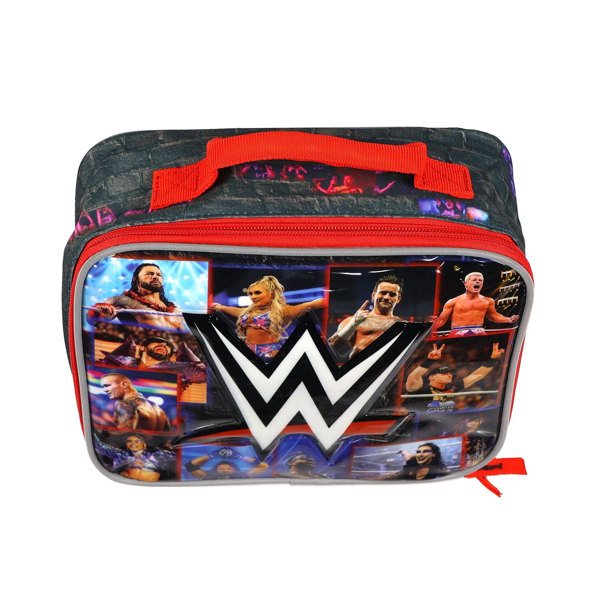 WWE Bright Lights Lunch Box Soft-Sided Insulated Tote Bag with Zip Closure 9"