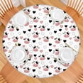 thumbnail image 2 of White Cow Heart Pattern Round Fitted Tablecloth with Elastic Edge,Dining Table Cover Waterproof,Outdoor Round Tablecloth for Camping,Dining,Indoor and Outdoor, 2 of 7