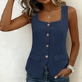 thumbnail image 4 of Craaazy Sleeveless Tops for Women Relaxed Fit Solid Color Square Neck Button Down Blazer Vests with Pockets for Daily Wear, 4 of 9