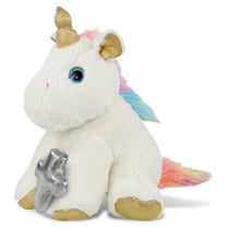 DolliBu White and Gold Unicorn Stuffed Animal with Silver Cross Plush - Religious Baptism Gifts for Boys and Girls, Dedication Christening Gifts Plush Prayer Toy Healing Stuffed Animal - 14 Inches