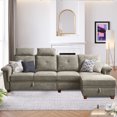 thumbnail image 5 of Pingliang Home 109" Sectional Sofa with Storage Seat & Storage Ottoman & Coffee Table,4 Seat L Shaped Multi-functional Sofa Couch with 2 Movable Headrests for Living Room,Apartment,Office,Studio, 5 of 12