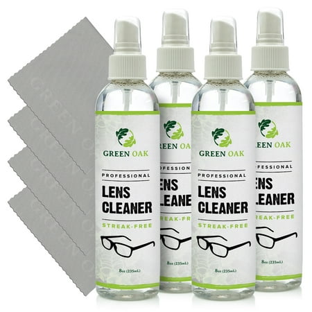 Lens Cleaner Kit - Green Oak Premium Lens Cleaner Spray for Eyeglasses, Cameras, and Other Lenses - Gently Cleans Bacteria, Fingerprints, Dust, Oil (4