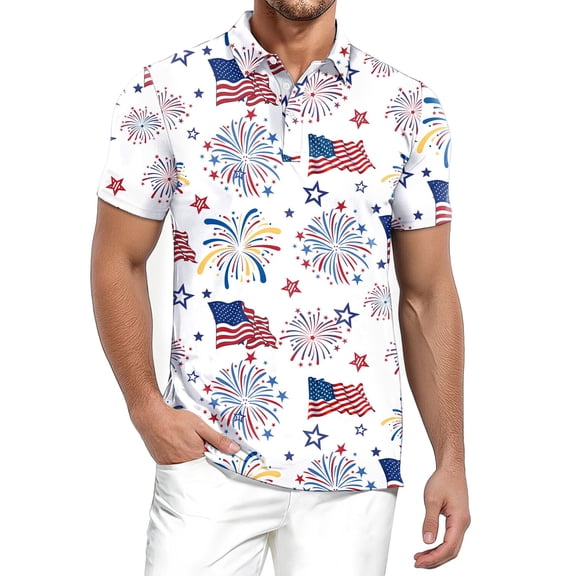 Men's Golf Polo Shirt Casual Shirt Summer Short Sleeve Printed Leisure Shirt