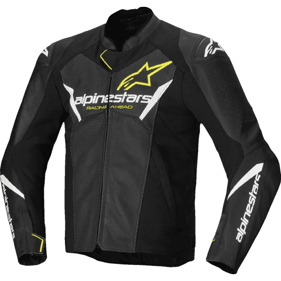 ALPINESTARS Faster v3 Airflow Leather Jacket - Black/White/Yellow Fluo - US 46 / EU 56 3103625-125-56