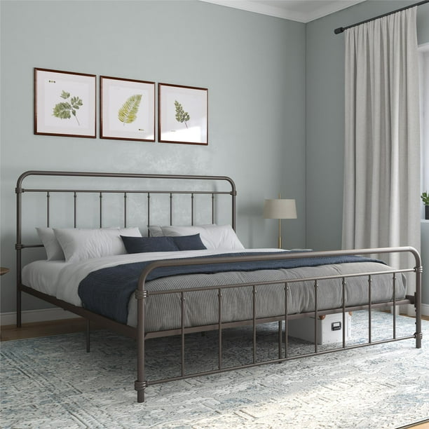Desert Fields Wallace Metal Bed King Size Frame With Underbed Storage Bronze Com Desert Fields Wallace Metal Bed King, King Size Metal Bed Frame With Storage