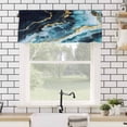 thumbnail image 4 of Abstract Marble Texture Valances for Windows Blue Gold Modern Art Rod Pocket Curtain Valance Window Treatment Short Curtains for Kitchen Living Room, 60"x18", 4 of 5