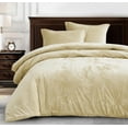 thumbnail image 2 of Chezmoi Collection Lux 3-Piece Beige Velvet Comforter Set Queen Size, All Season Lush Plush Velvet Bedding Set with Soft Washed Microfiber Reverse, 2 of 9