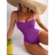 thumbnail image 3 of Traje de baño creativo de una pieza con doble hombro y doble apertura lateral para mujer, color morado, sexy, 3 of 5