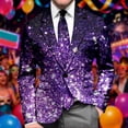 thumbnail image 2 of oqasdz Mens Blazer Sequin Print Long Sleeve Jacket Modern Tuxedo Alternative Stretch Slim Fit Dress Coat Party Evening Wedding Prom, 2 of 4