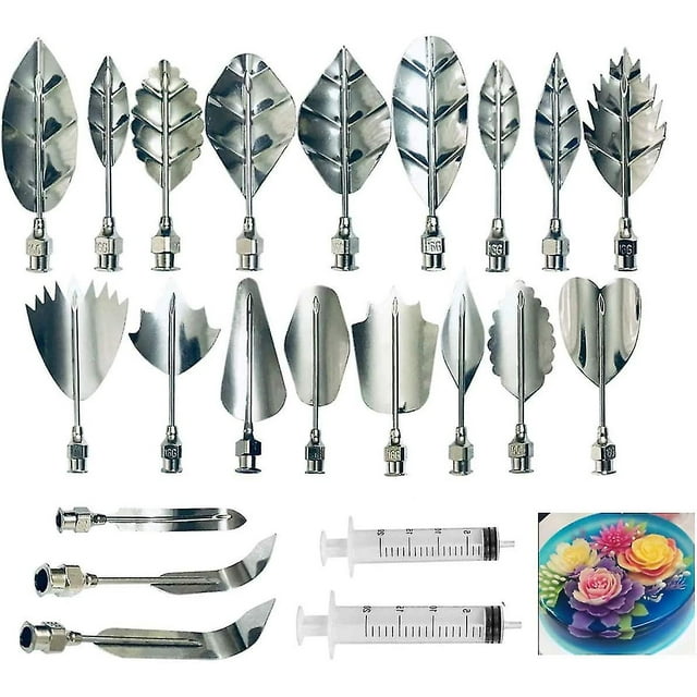 Gelatin Jelly Art Starter Kit, 3D-dekoreringsverktyg för blomkakor, set med 20 delar gör-det-själv-nålspetsar Bakverksverktyg