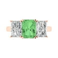 thumbnail image 2 of 4.0ct emerald cut green Zircon 18k rose gold 3 stone Bridal Wedding Engagement Promise Anniversary Ring for Women size 11, 2 of 7