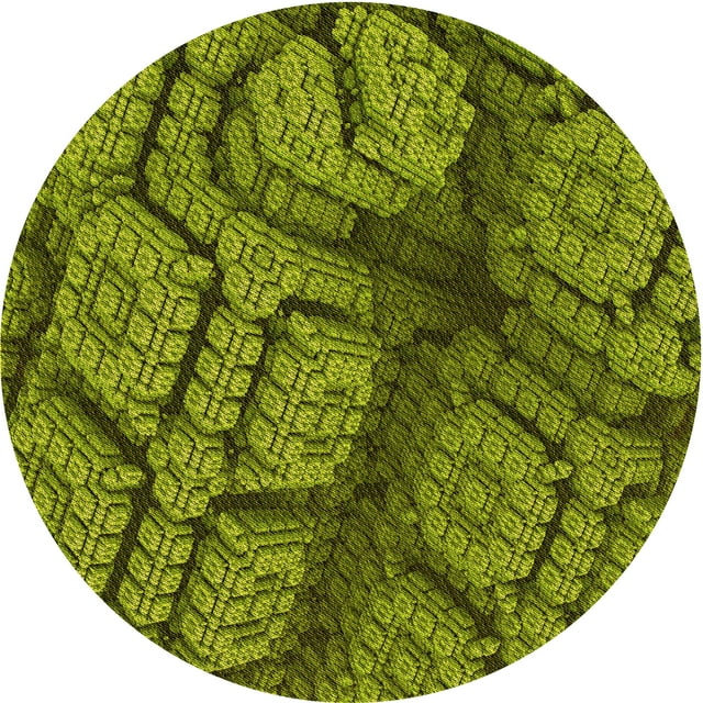 Ahgly Company Machine Washable Indoor Round Transitional Pistachio Green Area Rugs, 4' Round
