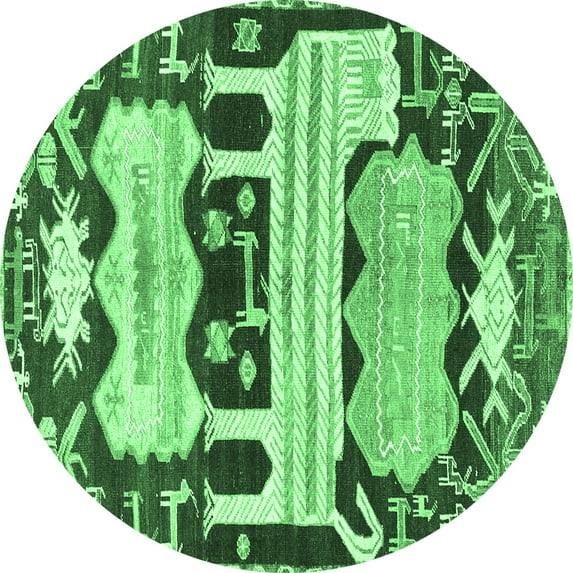 Ahgly Company Indoor Round Persian Emerald Green Traditional Area Rugs, 6' Round