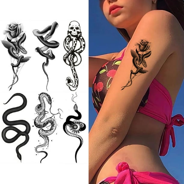 Cuadros Decorativos 10 piezas tatuaje temporal pegatina impermeable serpiente brazo tatuaje pegatina para hombres mujeres Wdftyju embutido en tela