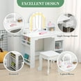 thumbnail image 2 of IDEALHOUSE Dressers 1 Drawer Vanity Table with Mirror, Stool, Bookshelf, Cabinets & Storage, White with Accessories, for Bedroom and Makeup Area, 2 of 7