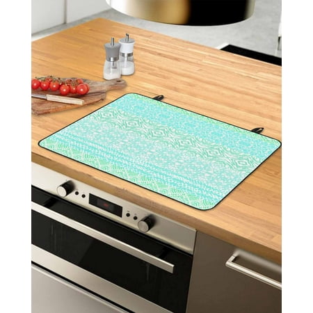 

Teal Blue Boho Stove Top Covers for Electric Stove Heat Insulation Fireproof Glass Cooktop Cover Counter Top Glass Stove Cover for Prevent Scratches 29 x21 Contemporary Abstract Art Geometric