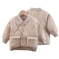 thumbnail image 5 of Esaierr Toddler Kids Boys Girls Autumn Winter Overcoat Thin Cotton Jacket Toddler Solid Standing Collar Thickened Top 1-4Y Baby New Cotton Jacket, 5 of 6