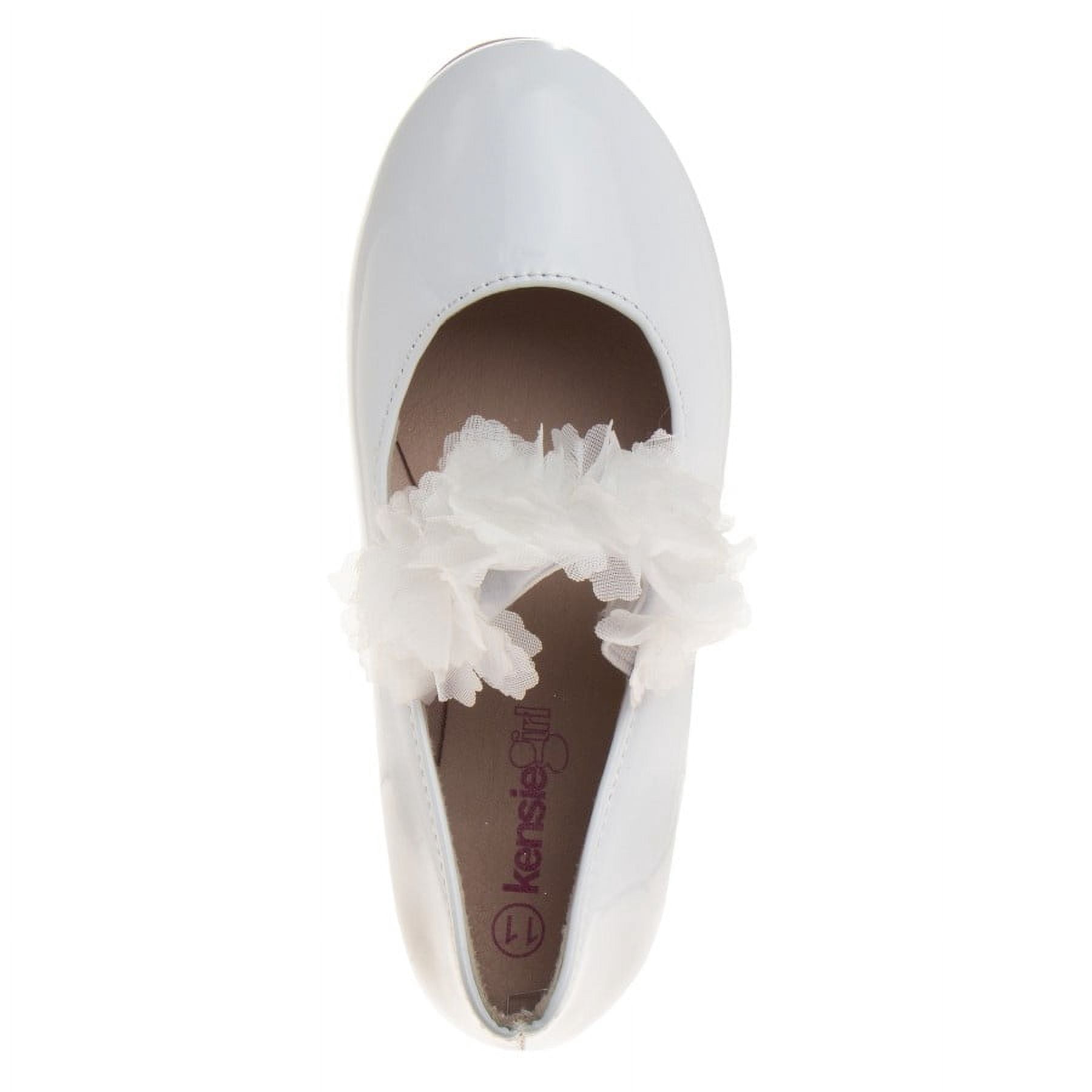 Kensie Girl Little Kids Ballerina Flats, Solid White Patent, 12