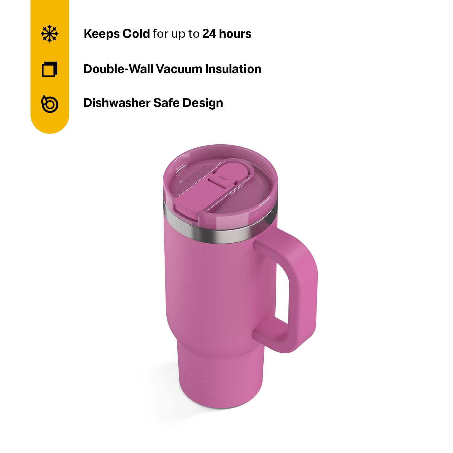 RTIC Road Trip 16 oz Leak-Proof Covered Straw Lid Ceramic Lined Tumbler, Orchid