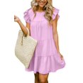 thumbnail image 3 of Femmes Été Casual Robe Volant Sans Manches Boho Mini Robe Soirée Partie Robe Vintage Grande Taille, 3 of 4