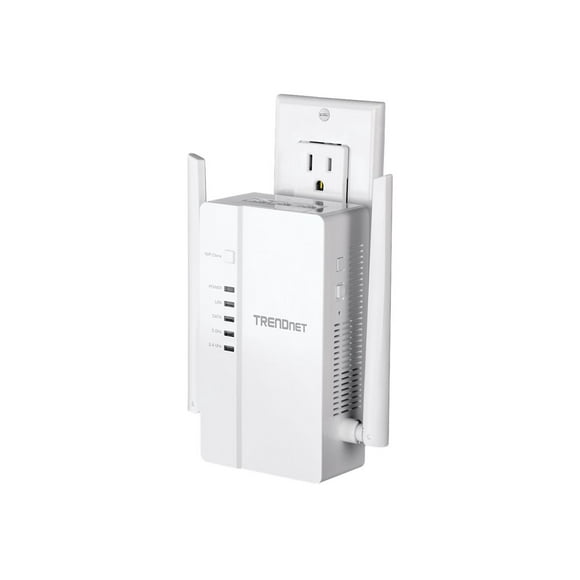 TRENDnet WiFi Everywhere Powerline AV2 Wireless Kit - Powerline adapter kit 3-port switch - 1GbE - Wi-Fi 5 - Dual Band - wall-pluggable