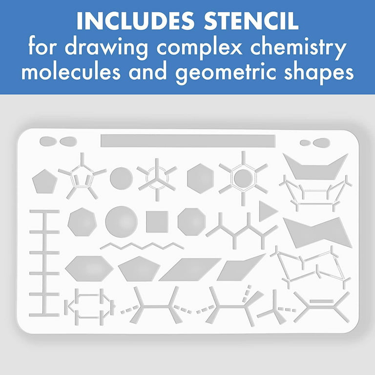 Life Chem Organic Chemistry Stencil and Drawing Template, Chemistry Study Tool with Molecular Structures, 3.5 Inches, Gold