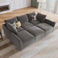 thumbnail image 4 of HONBAY Canapé Sectionnel Modulaire, Canapé-Lit Convertible 6 Pcs avec Rangement Complet pour Salon, Velours Gris Terne, 4 of 8