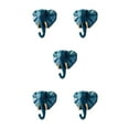 thumbnail image 2 of kurtrusly Resin Sturdy And Durable Animal Head Key Hook For Easy Organization Good Decorative Coat Hooks Retro blue(elephant) 5Set, 2 of 6