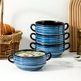 thumbnail image 3 of 20oz Blue Ceramic Soup Bowls with Handles, Stackable Set of 4 for Chili, Stew, Cereal, Microwave & Dishwasher Safe, 3 of 6