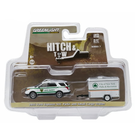 2015 Sienna Trailer Hitch Hitch & Tow: 2015 Ford Explorer NY City Dept. of Parks & Recreation and Cargo Trailer 1/64 Scale ()