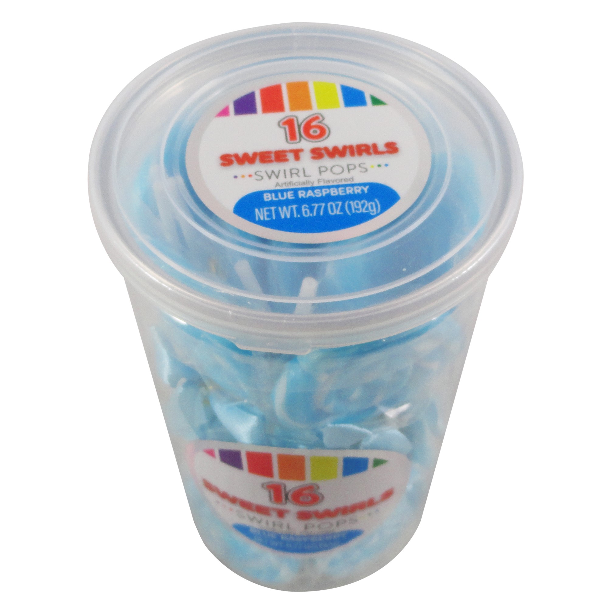 Hilco Sweet Swirls Blue Raspberry Swirl Lollipops 16 Count Tub Allergens Not Contained 0289