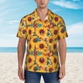 thumbnail image 2 of Balery Colorful Bohemian Sunflower Camisas hawaianas de manga corta para hombre, camisas playeras de corte holgado, camisas de vacaciones con botones,3X-Large, 2 of 7