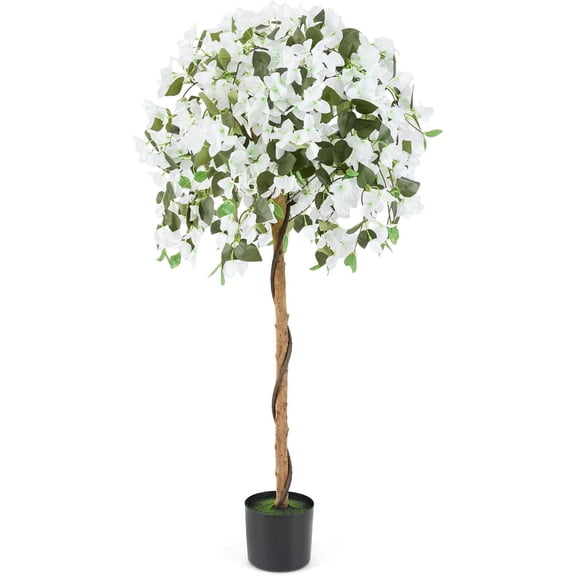 CRXX 53" Artificial Bougainvillea Tree, Faux Silk Flower Plant in Pot with 576 Flowers & 288 Leaves, Indoor Outdoor Fake Bougainvillea for Home, Office and Garden Decor, White-1