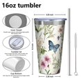 thumbnail image 4 of 16oz Tumblers Pioneer Flower and Butterfly Stainless Steel Vacuum Insulated Double Wall Travel Tumbler Cups Mug with Lid and Straw,Cleaning Brush for Coffee,Tea, 4 of 4