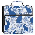 thumbnail image 2 of Haosy 3 Ring Zipper Binder with Shoulder Strap Waterproof Trapper Keeper 2 Inch D-Ring 500 Sheets Capacity, Blue Flower Easter Bunny Silhouette, 2 of 8