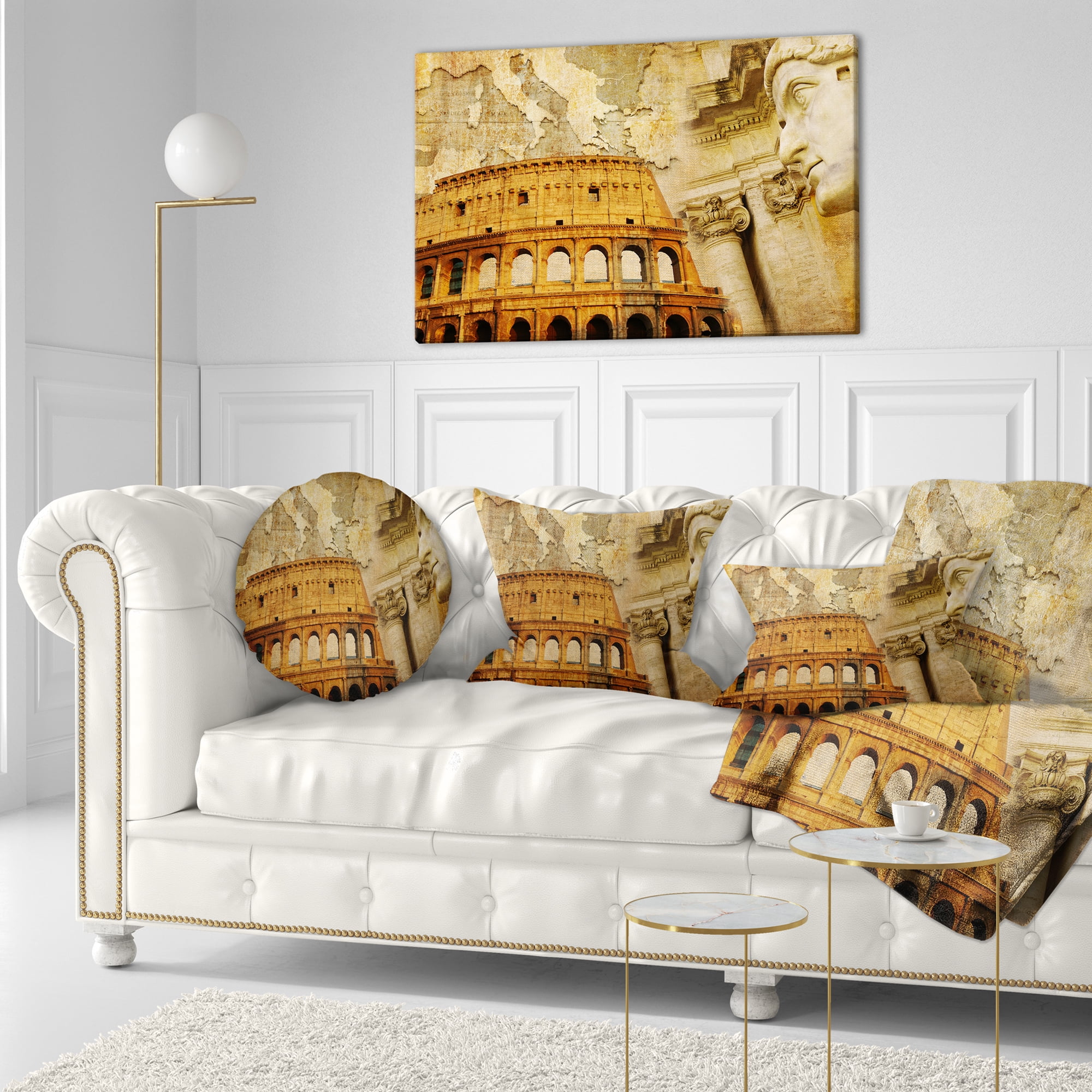 Designart Great Roman Empire - Digital Art Collage Throw Pillow - 12x20