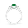 thumbnail image 2 of ANGARA Natural Emerald-Cut Emerald and Trapezoid Diamond 3 Stone Ring in Sterling Silver for Women (Size-7x5mm) | May Birthstone, Birthday, Anniversary, Jewelry Gift for Women | Natural Emerald Ring, 2 of 8