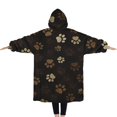 thumbnail image 2 of Oversized Wearable Blanket Hoodie,Paw Print Sherpa Blanket Hoodie with Super Pockets,Super Warm Fuzzy Pullover for Women & Men, 2 of 6