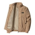 thumbnail image 2 of Goodtrade8 Mens Jackets Warm Zip up Fleece Jackets Stand Collar Plain Casual Pocket Khaki Mens Coats, 2 of 9