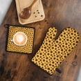 thumbnail image 5 of Yellow Black Dot Sunflower Pattern Kitchen Oven Mitt and Pot Holder Sets 2 Pcs for Baking, Cooking and Grilling, Heat Resistant Up To 392 °F, 5 of 7