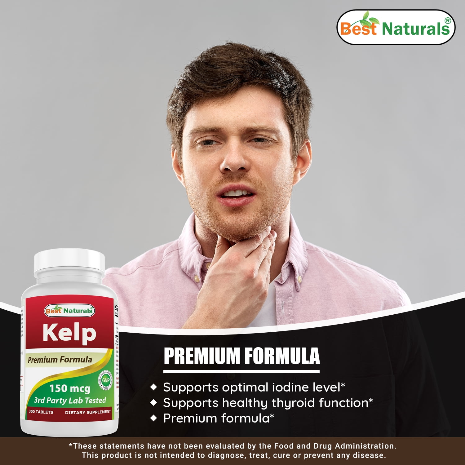 3 Pack Best Naturals Kelp 150 mcg 300 Tablets | (A Natural Source of Iodine)