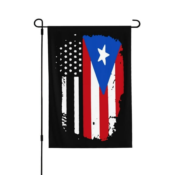 America Puerto-Rico Flag Garden Flag 28x40 Double Sided Large Stained House Yard Flag For Outside Porch Lawn Decor