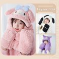 thumbnail image 2 of Sanrio Hello Kitty Cinnamoroll My Melody guantes de felpa bufanda sombrero conjunto de tres piezas Kawaii Anime Y2K ropa cálida para niña dulce 3 uds, 2 of 3