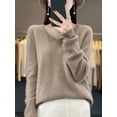 thumbnail image 3 of Suéter de mujer 100 % lana merino, cuello en V, manga larga, jersey básico de otoño e invierno, prendas de punto de cachemira, ropa cálida para mujer, 3 of 5